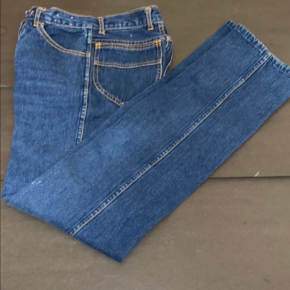 Brittania Pentimento Size 5 High Rise Blue Jeans with Gold Stitching